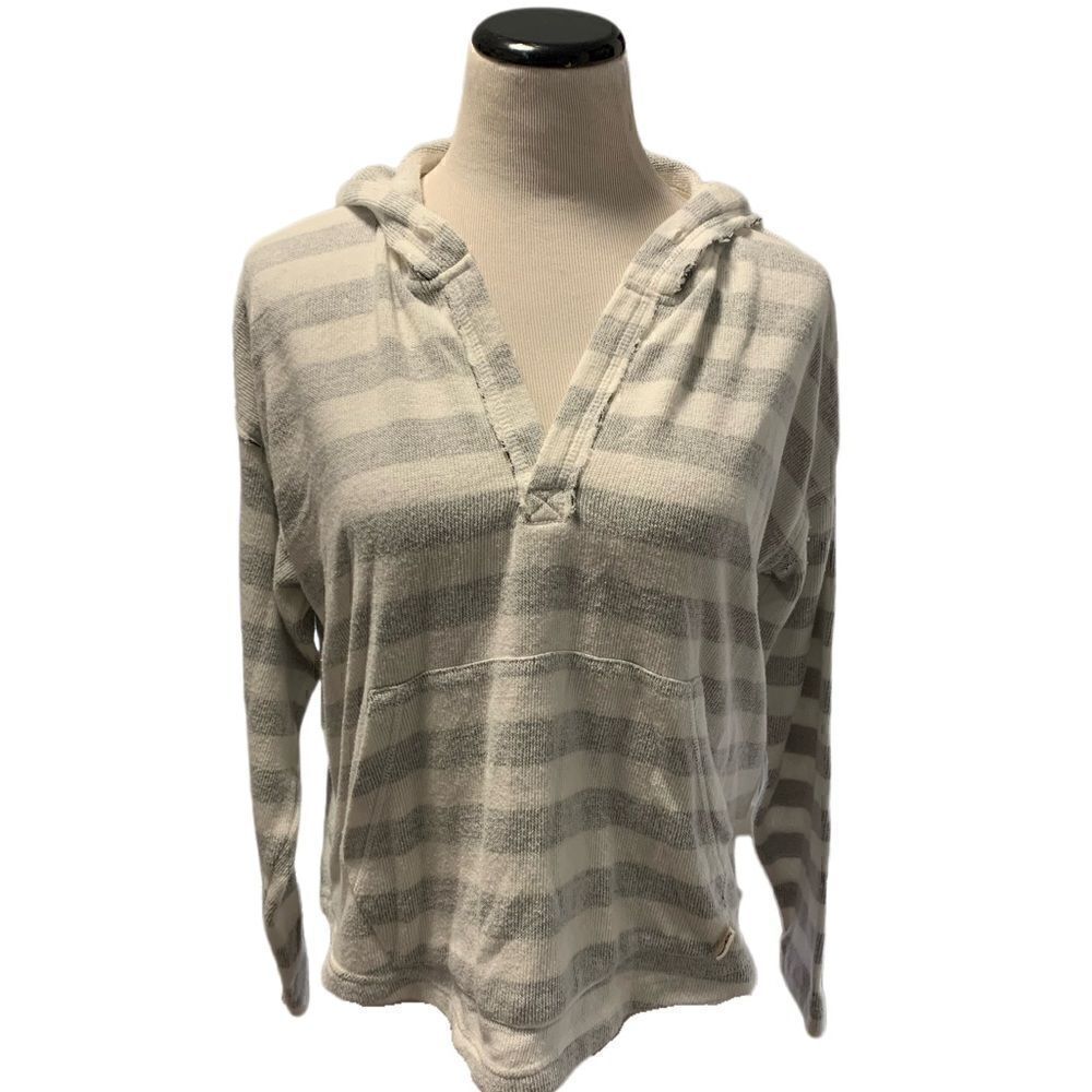 Billabong Gray and White Striped Hoodie Sz M